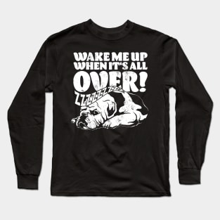 Sleepy English Bulldog Cartoon Long Sleeve T-Shirt